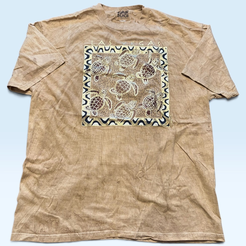 Guava Beach Shirt Mens XL Brown Las Vegas Sea Turtle Graphic Tee T-Shirt USA
